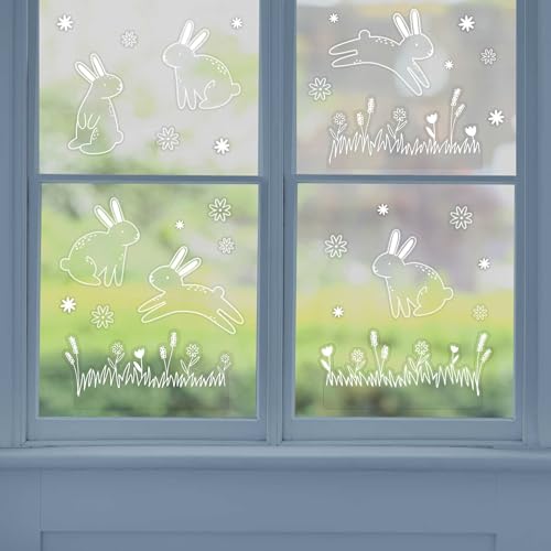 Oster-Fensteraufkleber mit Häschen und Blumen von Ginger Ray