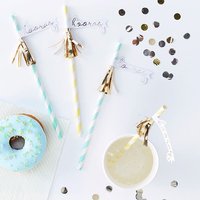 Trinkhalme, mit Goldfolie und Motiv, 16 Stück Trinkhalme, mit Goldfolie und Motiv, 16 Stück von Ginger Ray
