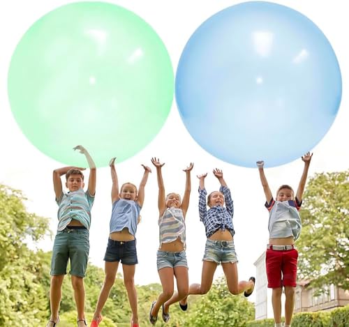 Bubble Ball XXL Wasserball Aufblasbar Groß Wasserbomben Wiederverwendbar Transparenter Garten Spielzeug Kinder Draußen Wasserspielzeug Erwachsene (Grün+Blau) von Ginkago