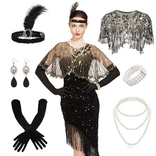 Ginkago 20er Jahre Charleston Kleid Set Mit Accessoires - Perfekt für Kostüm Damen, Karneval, Halloween (L) Ginkago 20er Jahre Charleston Kleid Set Mit Accessoires - Perfekt für Kostüm Damen, Karneval, Halloween (L) von Ginkago