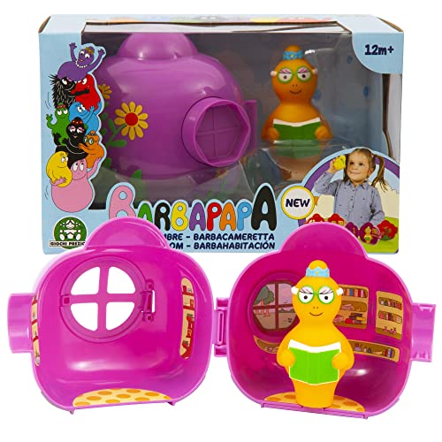 Giochi Preziosi Barbapapa Barpapapà-Violet-Häuschen aus Barbotina mit Blumenmalerei für außen, Tür und Fenster zum Öffnen, innen mit Stikers dekoriert, BAP42300 von Giochi Preziosi