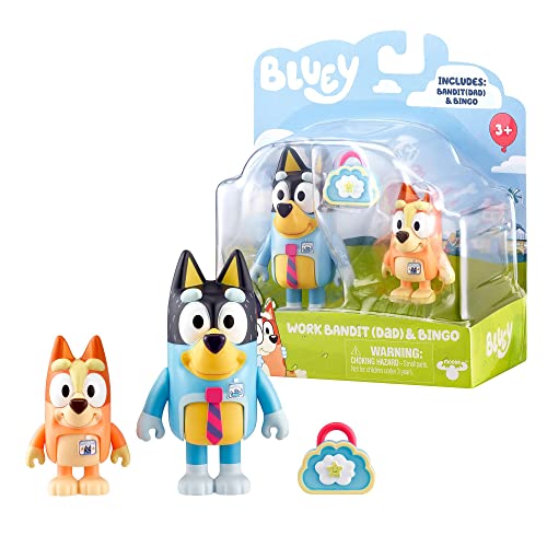 Giochi Preziosi Bluey Bly21200 – Paar Figuren B – Papa, Bandit Arbeiter + Bingo – bewegliche Figuren von 6 bis 8 cm, für Kinder ab 3 Jahren von Giochi Preziosi