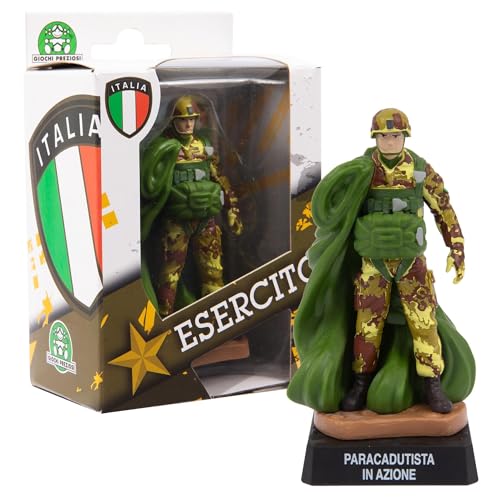 Giochi Preziosi Italienische Armee, Fallschirmjägerfigur in Aktion, Höhe 8 cm, Soldat Militärspielzeug der italienischen Armee, detaillierte Uniform, 11 Modelle zum Sammeln von Giochi Preziosi