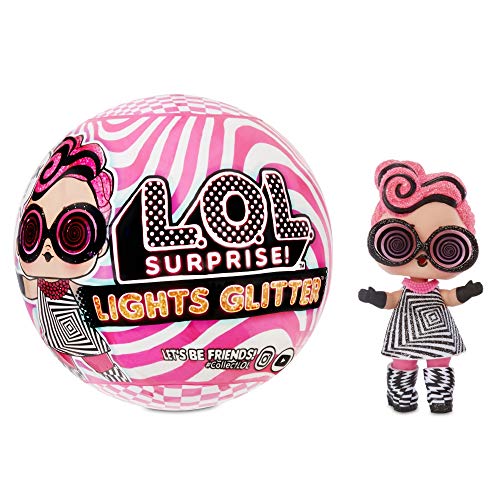 L.O.L. Surprise!-Light Glitter Ball 8 Davon 1 Puppe mit Pailletten, 8 cm, phosphoreszierend, Schwarze Lampe, zufällige Modelle, zum Sammeln inklusive Batterien, Spielzeug für Kinder ab 3 Jahren LLUB4 von L.O.L. Surprise!