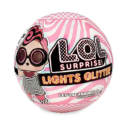 L.O.L. Surprise!-Light Glitter Ball 8 Davon 1 Puppe mit Pailletten, 8 cm, phosphoreszierend, Schwarze Lampe, zufällige Modelle, zum Sammeln inklusive Batterien, Spielzeug für Kinder ab 3 Jahren LLUB4 von L.O.L. Surprise!