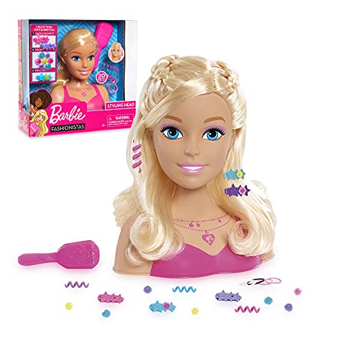 Grandi Giochi Barbie, Tête à Coiffer pièces incluses, Friseurkopf Basic, 20 Teile, Spielzeug für Kinder ab 3 Jahren, BAR28, Mehrfarbig von Grandi Giochi