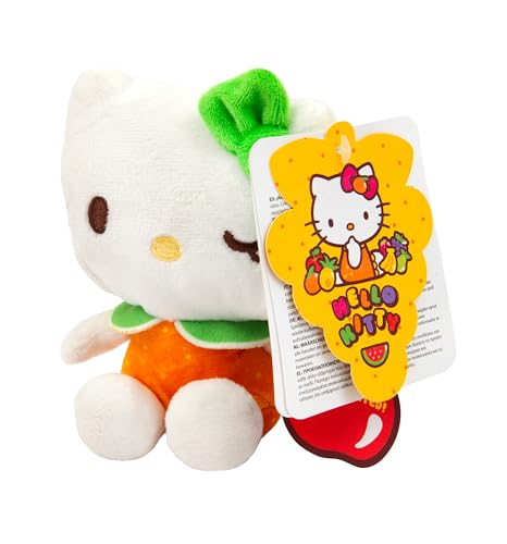 Hello Kitty Macedonia Scented Plush, 12cm Soft Toy in Orange Dress, Fruity Fragrance, Official Licensed Mini Plush, Cute Collectable Gift for Hello Kitty Fans, Suitable for Ages 4+ von Giochi Preziosi