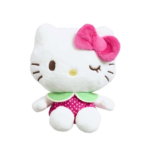 Hello Kitty Macedonia Scented Plush, 12cm Soft Toy in Pink Dress with Winking Expression, Fruity Fragrance, Official Licensed Mini Collectable Plush, Suitable for Ages 4+ von Giochi Preziosi