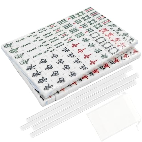 Giococo Kompaktes Mini-Mahjong-Set – Komplettes Reise-Mahjong-Set mit 144 weißen Steinen, 2 Würfeln, 4 Racks und Tragetasche, tragbares Reise-Mahjongg-Set Giococo Kompaktes Mini-Mahjong-Set – Komplettes Reise-Mahjong-Set mit 144 weißen Steinen, 2 Würfeln, 4 Racks und Tragetasche, tragbares Reise-Mahjongg-Set von Giococo