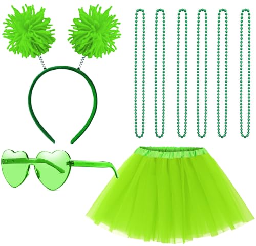 Gionforsy Frauenkostüm-Zubehör-Set Spirit Day Tutu Kostüm-Set Pom Pom Zubehör-Set für Spirit Week (Hellgrün) von Gionforsy