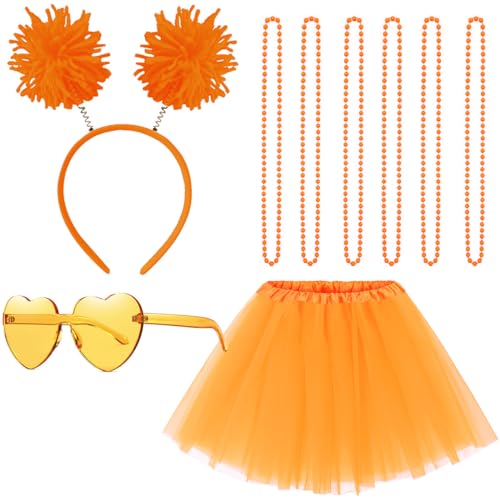 Gionforsy Frauenkostüm-Zubehör-Set für den Geist Tag und Woche – Tutu und Pompon-Zubehör, Orange/Abendrot im Zickzackmuster (Sunset Chevron), Einheitsgröße von Gionforsy