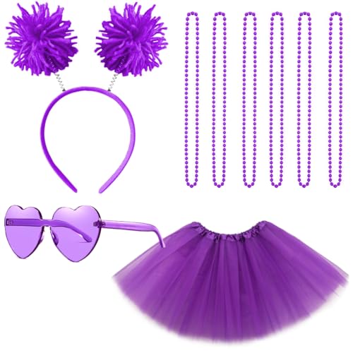 Gionforsy Frauenkostüm-Zubehör-Set für den Geist Tag und Woche – Tutu und Pompon-Zubehör, Violett, Einheitsgröße von Gionforsy
