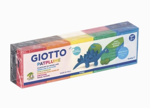 Giotto 513300 Patplume Knetmasse auf pflanzlicher Basis, ab 2 Jahre, Set mit 10 Farben à 50 g von GIOTTO