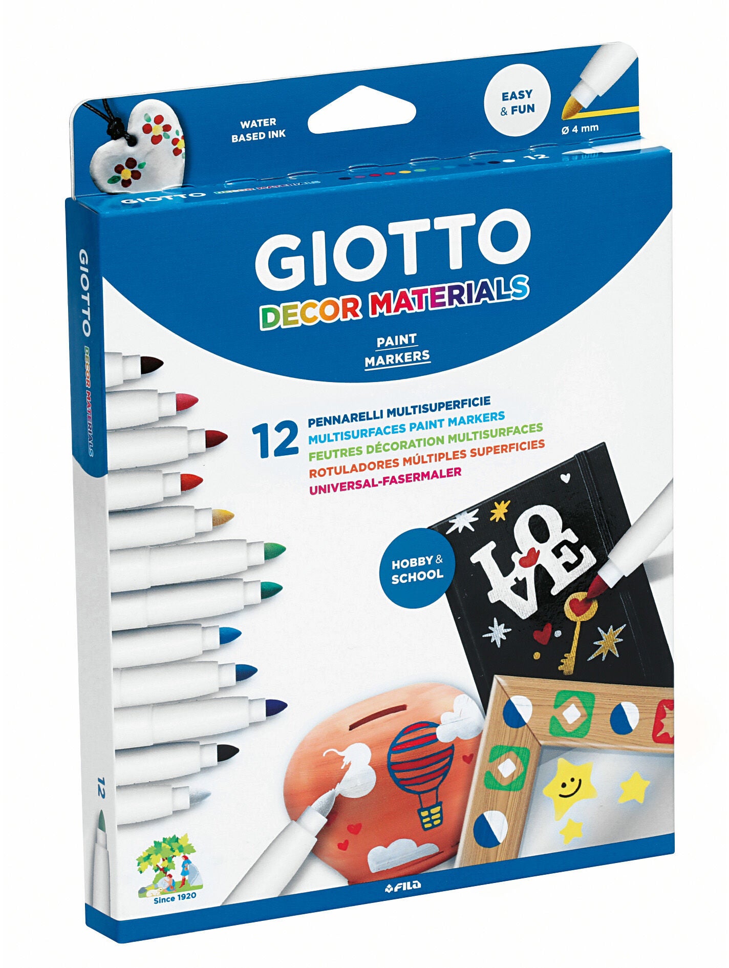 Giotto Decor Materials Filzstifte 12er-Pack, Mehrfarbig von Giotto