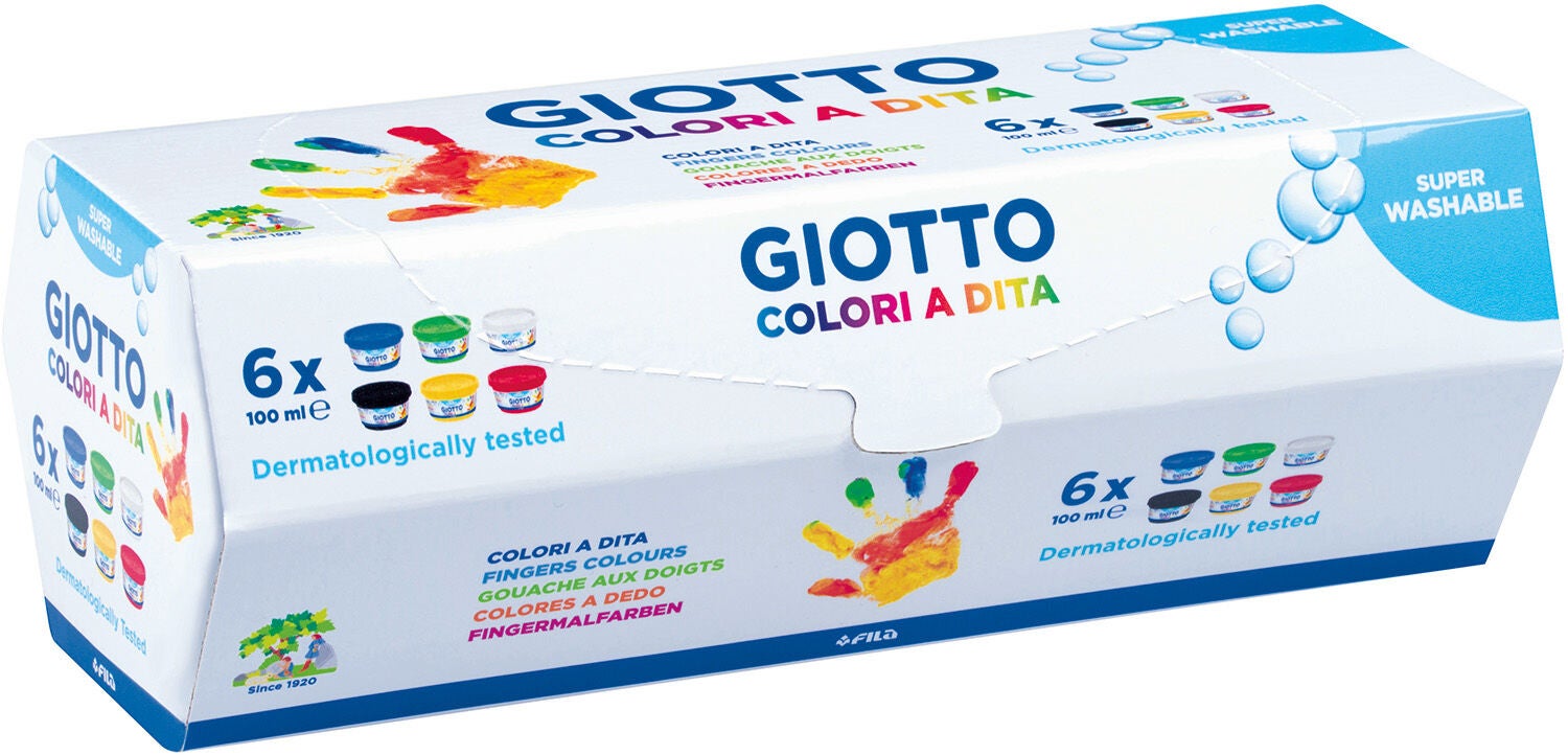 Giotto Dita Fingerfarben 100 ml 6er-Pack, Verschiedenfarbig von Giotto