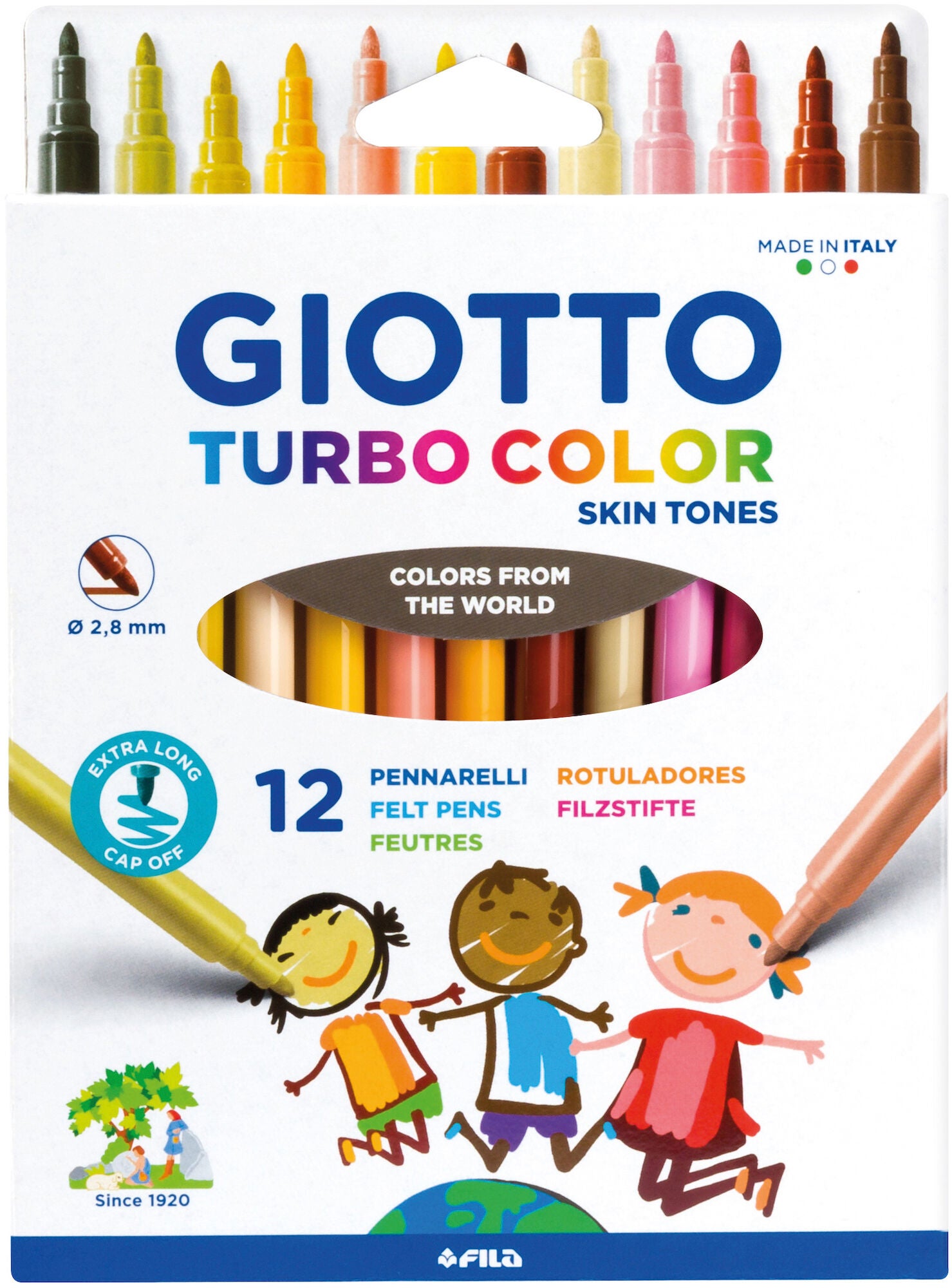 Giotto Turbo Color Skintones Filzstifte 12er-Pack, Mehrfarbig von Giotto