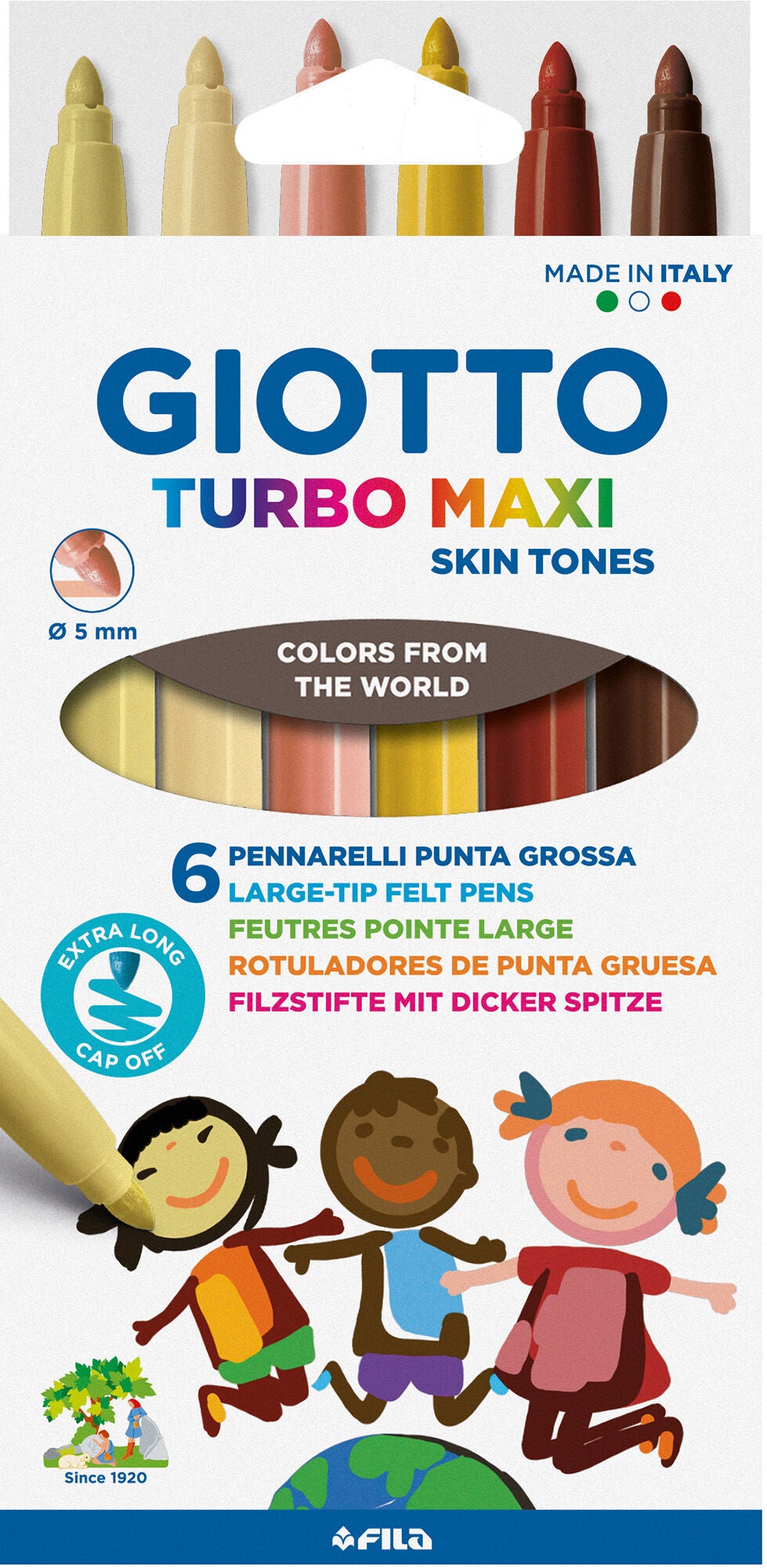 Giotto Turbo Maxi Skintone Filzstifte 6er-Pack, Mehrfarbig von Giotto