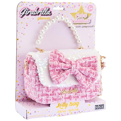 Girabrilla Lolly Bag, Handtasche Tweed mit rosa Schleife und Schultergurt Girabrilla Lolly Bag, Handtasche Tweed mit rosa Schleife und Schultergurt von Girabrilla