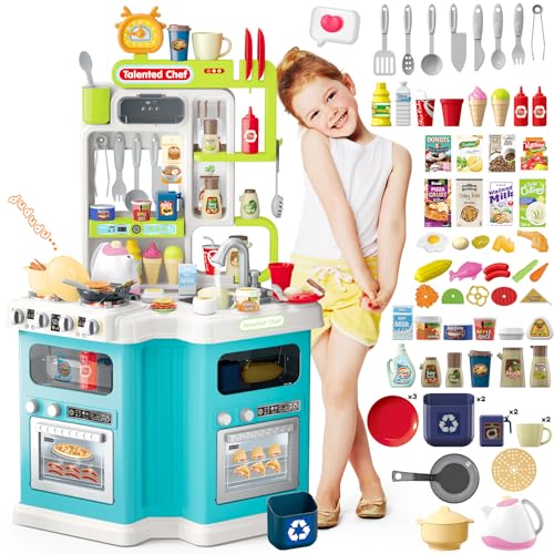 Kinder Küchen Spielset, 91 cm Höhe, Kleinkinder mit Geräuschen und Lichtern, Herd mit Dampf und fließendem Wasser, 113-teiliges realistisches Küchenzubehör, Spielküche für Kinder von 1-3 Jahren Kinder Küchen Spielset, 91 cm Höhe, Kleinkinder mit Geräuschen und Lichtern, Herd mit Dampf und fließendem Wasser, 113-teiliges realistisches Küchenzubehör, Spielküche für Kinder von 1-3 Jahren von GirlDiary