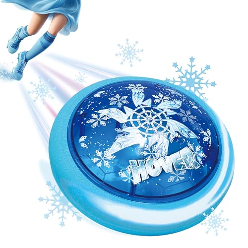 GirliGlee Air Power Fußball, Frozen Schneeflocke Indoor Fußball für Kinder – Hover Fliegender Ball mit LED Lichtern,Spielzeug Geschenke für Mädchen und Jungen 3 4 5 6 7 8 9 Jahre（Blau） von GirliGlee