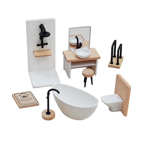 1/12 Puppenhaus Möbel Holz Badezimmer Set, Miniatur Möbel, Puppenhaus-Zubehör für Kinder ab 3 Jahren 1/12 Puppenhaus Möbel Holz Badezimmer Set, Miniatur Möbel, Puppenhaus-Zubehör für Kinder ab 3 Jahren von Girlove