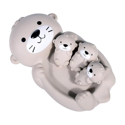 3pcs Otter Badewanne Spielzeug, 1 Mutter Otter und 3 Baby Otter süße schwimmende Poolspielzeug, leicht zu reinigende Stapelgummi -Badewannenspielzeug für Kleinkinder beim Waschen von Girlove