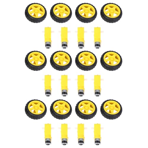 Gisoanudt 12 Stueck Fuer Intelligentes Auto-Roboter-Plastik-Gummireifen-Rad mit DC 3-6V Getriebemotor von Gisoanudt