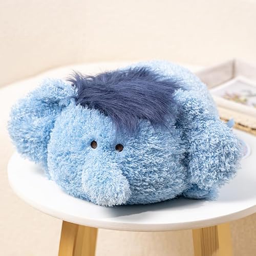 Plüschtier Elefant Kissen Kuscheltier Weiche Gefüllte Elefant Kuschelkisse Süß Lockig Plüschtier Stofftier Plüsch Kissen Dekor für Kinder Blau 18" von Gisqis