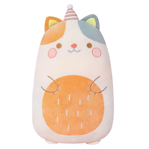 Kuscheltier Katze Plüschkissen Plüschtier Katze Kawaii Kuscheltier Plush Cat Long Pillow Plüsch Kissen Geschenke für Kinder Geburtstage Beige 44cm von Gisqis