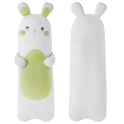 Gisqis Kuscheltier Hase Stofftier Weiß Bunny Plush Kissen Lang Süße Kuscheltiere Plüschtier Hase Kuschelkissen Ostern Geschenk für Mädchen Kinder 80cm von Gisqis