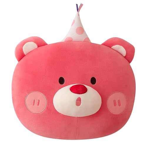 Kuscheltier Bär Rosa Plüschkissen Lustiges Stofftier Dekokissen Bär Tier Plüschtiere Spielzeug Süße Plüsch Kissen Geschenk für Kinder Freundinnen 36cm von Gisqis