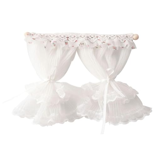 Gissroys 1/12 Skala Spitzenfenstervorhänge Für Puppenhäuser Mit Abnehmbaren Krawatten Blau Oder Blumendesign Abnehmbare Puppenhäuser Vorhang Set von Gissroys