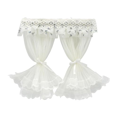 Gissroys 1/12 Skala Spitzenfenstervorhänge Für Puppenhäuser Mit Abnehmbaren Krawatten Blau Oder Blumendesign Abnehmbare Puppenhäuser Vorhang Set von Gissroys