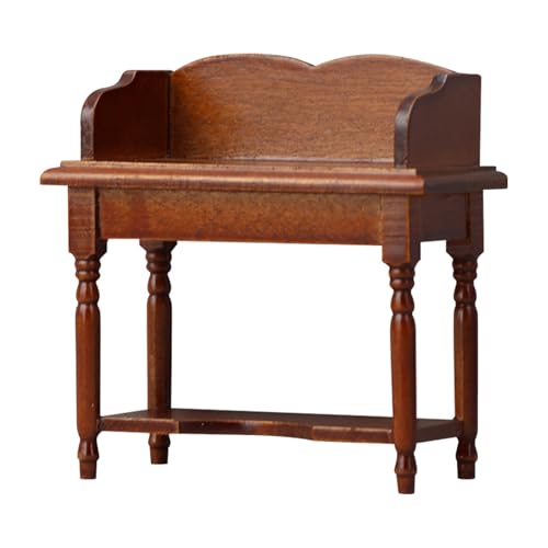 8 cm Holzpuppenhäuser Schreibschalter Mit Maroon Finish Für Kreative Miniatur Wohnzimmer Szenen Arrangements Eleganter Puppenhäuser Büroschreibtisch von Gissroys