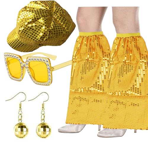 Gissroys 1950er 1960er 1970er 80er Jahre Damen Discos Kostüm Set Lady Discos Zubehör Ohrringe Sonnenbrille Pailletten Caps Neacklace Perücken Gissroys 1950er 1960er 1970er 80er Jahre Damen Discos Kostüm Set Lady Discos Zubehör Ohrringe Sonnenbrille Pailletten Caps Neacklace Perücken von Gissroys