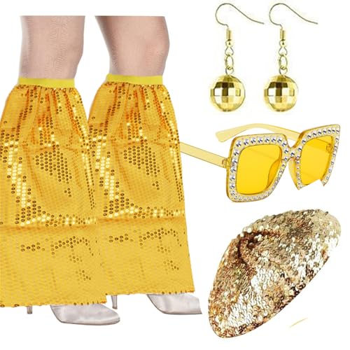 Gissroys 1950er 1960er 1970er 80er Jahre Damen Discos Kostüm Set Lady Discos Zubehör Ohrringe Sonnenbrille Pailletten Caps Neacklace Perücken Gissroys 1950er 1960er 1970er 80er Jahre Damen Discos Kostüm Set Lady Discos Zubehör Ohrringe Sonnenbrille Pailletten Caps Neacklace Perücken von Gissroys
