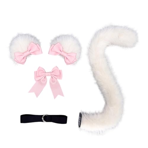Gissroys Catgirl-Kostüm mit pelzigen Kätzchen-Ohren, Schwanz, Halloween, Tier, Cosplay, Zubehör für Damen, Mädchen, Maskerade, Halloween, Geburtstag, Ohr-Stirnband Gissroys Catgirl-Kostüm mit pelzigen Kätzchen-Ohren, Schwanz, Halloween, Tier, Cosplay, Zubehör für Damen, Mädchen, Maskerade, Halloween, Geburtstag, Ohr-Stirnband von Gissroys