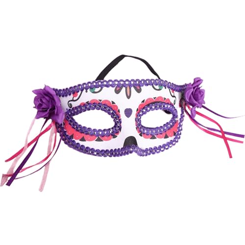 Gissroys Einstellbare Maske Leichtes Eyemask Dekore Decors Komfortable Halloween Kostümpartys Maskeraden Blumenschädel Requisiten Halloween Blumenzuckerschädel Maske von Gissroys