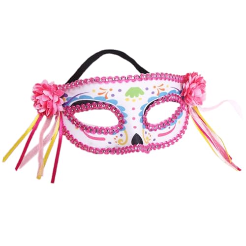 Gissroys Einstellbare Maske Leichtes Eyemask Dekore Decors Komfortable Halloween Kostümpartys Maskeraden Blumenschädel Requisiten Halloween Blumenzuckerschädel Maske von Gissroys