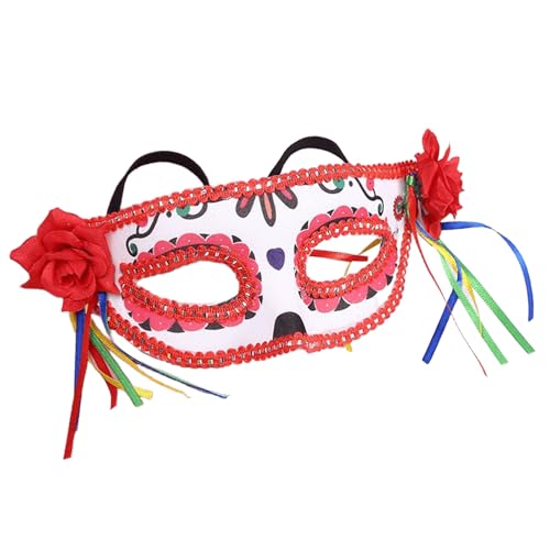 Gissroys Einstellbare Maske Leichtes Eyemask Dekore Decors Komfortable Halloween Kostümpartys Maskeraden Blumenschädel Requisiten Halloween Blumenzuckerschädel Maske von Gissroys