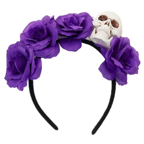 Gissroys Freundliches Plastikschädel Stirnband Mit Simulierten Blumen Kostümzubehör Für Halloween Party Kopfbedeckung Halloween Party Kopfbedeckung von Gissroys