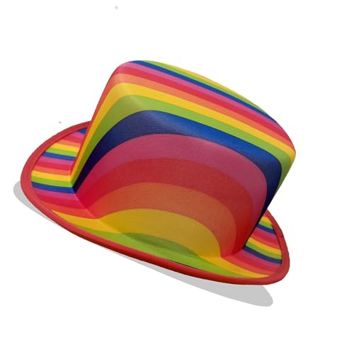 Gissroys Großer Hut für Maskerade, Party, Gentleman-Hut, Jazzy, mit Regenbogen-Farbe, für Erwachsene, formelle Veranstaltungen und Festivals, Regenbogenfarben Gissroys Großer Hut für Maskerade, Party, Gentleman-Hut, Jazzy, mit Regenbogen-Farbe, für Erwachsene, formelle Veranstaltungen und Festivals, Regenbogenfarben von Gissroys