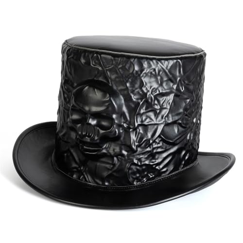 Gissroys Halloween Schädelhut In PU Und Polyester Verfügt Über Breites Brim Design Und Schwarze Farbe Atmungsaktives Top Für Männer Frauen Weiche Reiseoberteil Gissroys Halloween Schädelhut In PU Und Polyester Verfügt Über Breites Brim Design Und Schwarze Farbe Atmungsaktives Top Für Männer Frauen Weiche Reiseoberteil von Gissroys