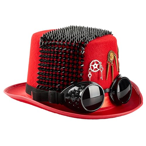 Gissroys Hut mit Nieten im Industriealter, mit Brille, dunkles Kostüm, Feier, Zubehör, mechanisches Design, verstellbar, Steampunk-Kostümhut von Gissroys