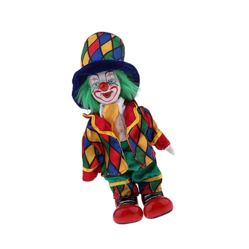 Gissroys Porzellan Entertainer Clown Figur Puppenstatue Mit Farbenfrohen Outfit Design Und Fröhliche Aussehen Für Home Desk Display Bunte Clown Figurine von Gissroys