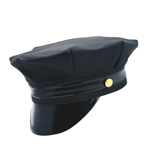 Gissroys Stilvoller schwarzer Polizeibeamter Hut mit praktischer Polyester-Konstruktion, Uniformhut für Rollenspielaktivitäten, achteckig, für Erwachsene von Gissroys