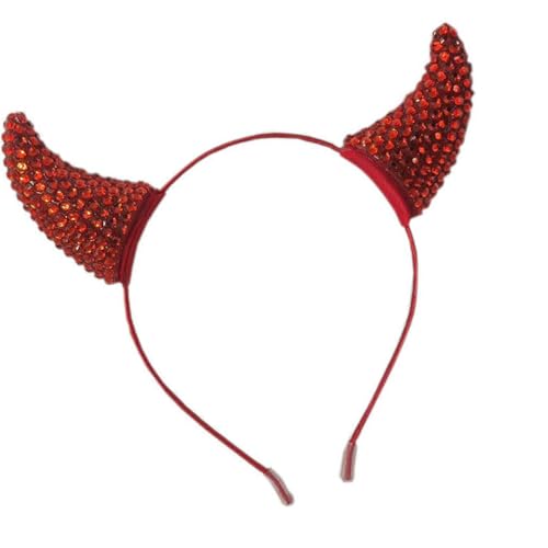 Gissroys Strass Teufelshorn Stirnbänder Halloween Kopfbedeckung Verstellbarer Haarreifen für Halloween Kostüm Zubehör Gotik Hörner Stirnbänder von Gissroys