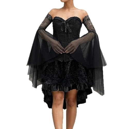 Gissroys Victorian Gothic Spitzenarm Goth Korsett Ärmel Für Halloween Hexenkostüm Elegante Abend Themenpartys Korsettrock Glocken Gissroys Victorian Gothic Spitzenarm Goth Korsett Ärmel Für Halloween Hexenkostüm Elegante Abend Themenpartys Korsettrock Glocken von Gissroys