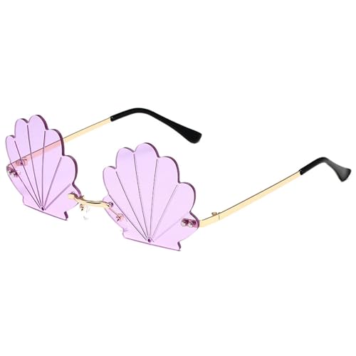Modische randlose Muschel-Sonnenbrille mit lustigen Designs für Partys und Musik-Festivals, Kostümzubehör von Gissroys