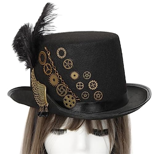 Steampunk Hut mit Feder und Brille Vintage Stil Kopfschmuck Für Party Kostüm Weihnachten Dekoration Geschenk von Gissroys